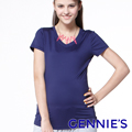 Gennie’s奇妮 小V領舒爽涼感紗春夏孕婦上衣-黃(G3703)