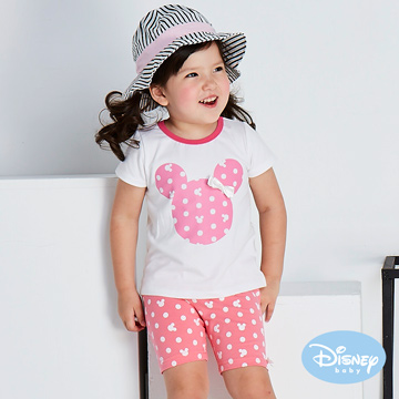 Disney baby 米妮點點蝴蝶結彈力五分褲-熱情粉