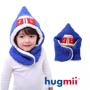 【hugmii】兒童尖頭造型保暖厚絨脖圍帽_賽車