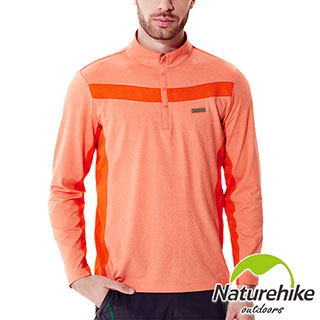 【Naturehike】防靜電立領長袖排汗衣男款-橙色