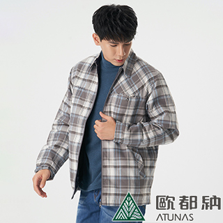 【ATUNAS 歐都納】Thermotech襯衫男鋪棉外套(保暖/休閒/輕量/中空纖維/柔軟A-G1124M灰格)