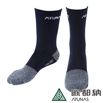 【ATUNAS 歐都納】Coolmax除臭紳士厚底襪(抗UV/吸溼排汗/快乾/透氣/涼爽A-A1008深藍)