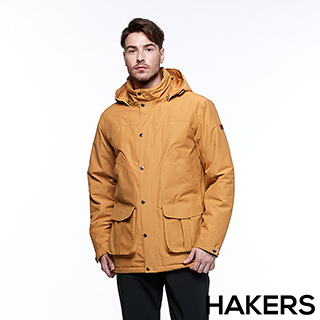 【HAKERS 哈克士】男款 滑雪防水鋪棉外套(木黃色)