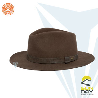 Sunday Afternoons 抗UV防潑毛呢紳士帽 樹幹褐 Everett Hat