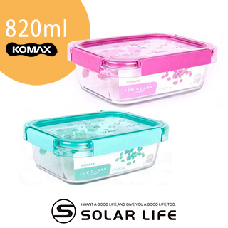 【索樂生活】韓國KOMAX Ice Glass冰鑽長型玻璃保鮮盒820ml