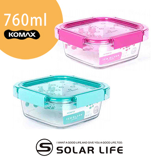 【索樂生活】韓國KOMAX Ice Glass冰鑽方型玻璃保鮮盒760ml