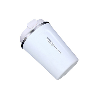 PUSH!餐具用品304不鏽鋼咖啡保溫杯(白色380ml)E119-2