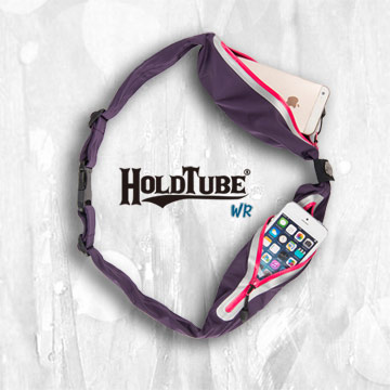 【HOLDTUBE】運動腰帶-防潑水雙口袋-紫粉