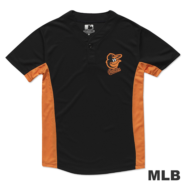 MLB-巴爾的摩金鶯隊開半襟印花快排球衣-黑 (男)