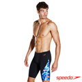SPEEDO 男人競技及膝泳褲 AL Digital V Panel 黑/綠