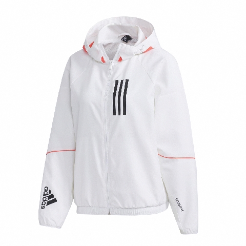 adidas 外套 W.N.D. Jacket 運動休閒 女款 愛迪達 三線 防風 風衣外套 連帽 穿搭 白 粉 GF0131 GF0131