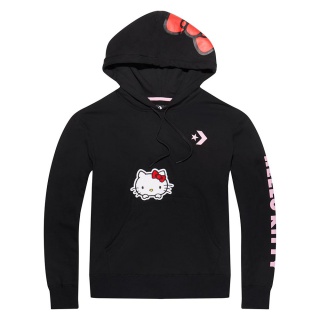 CONVERSE HELLO KITTY PULLOVER HOODIE BLACK 10008208-A01