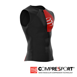 【Compressport瑞士】PT 男版無袖三鐵衣(黑)