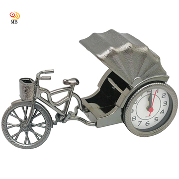 月陽22cm烏金色仿古黃包車時鐘鬧鐘座鐘(PF029B)