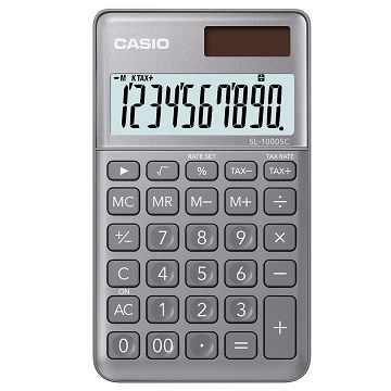【CASIO】10位元璀璨晶耀攜帶型計算機-洗鍊灰 (SL-1000SC-GY)