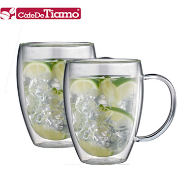 Tiamo 雙層玻璃杯-把手款 360cc / 2入(HG2341)