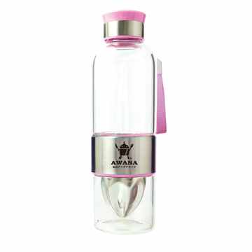 AWANA不銹鋼榨汁玻璃瓶550ml(粉)