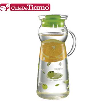 Tiamo 玻璃水壺950ml-把手款 綠色蘋果(HG2290G)