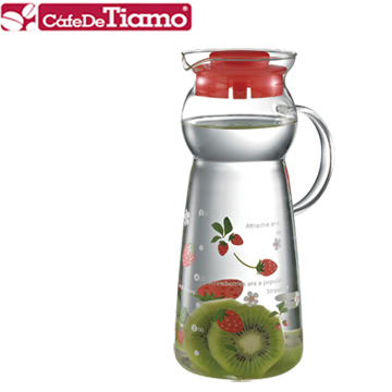 Tiamo 玻璃水壺950ml-把手款 紅色蘋果(HG2291R)