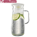 Tiamo 幾何圖案玻璃水壺附把手 1.0L-白色款(HG2285)