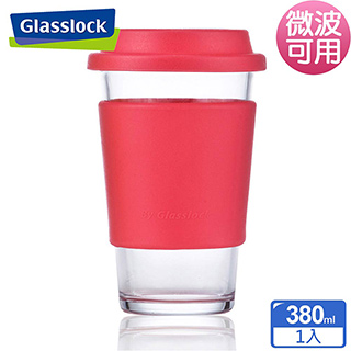 Glasslock馬卡龍強化玻璃環保隨手杯 380ml一入 (甜桃粉)