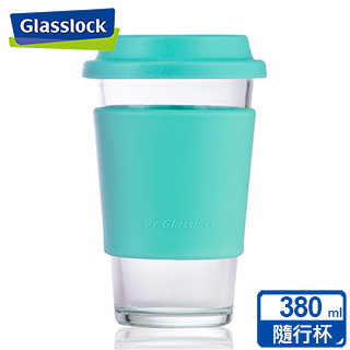 Glasslock馬卡龍強化玻璃環保隨手杯 380ml一入 (碧茵藍)