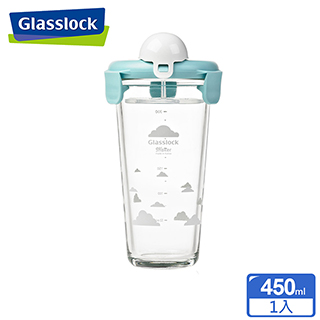 Glasslock 悠遊玻璃隨行杯 450ml-雲朵