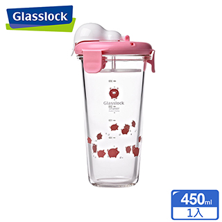 Glasslock 悠遊玻璃隨行杯 450ml-小豬