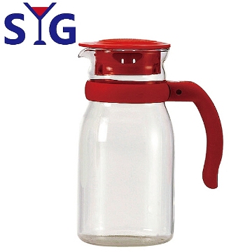 SYG精緻玻璃耐熱涼水壺805cc-紅蓋