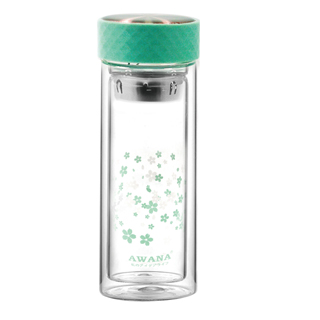 AWANA粉彩雙層玻璃瓶300ml (綠)