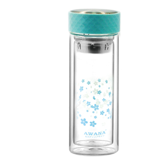 AWANA粉彩雙層玻璃瓶300ml (藍)