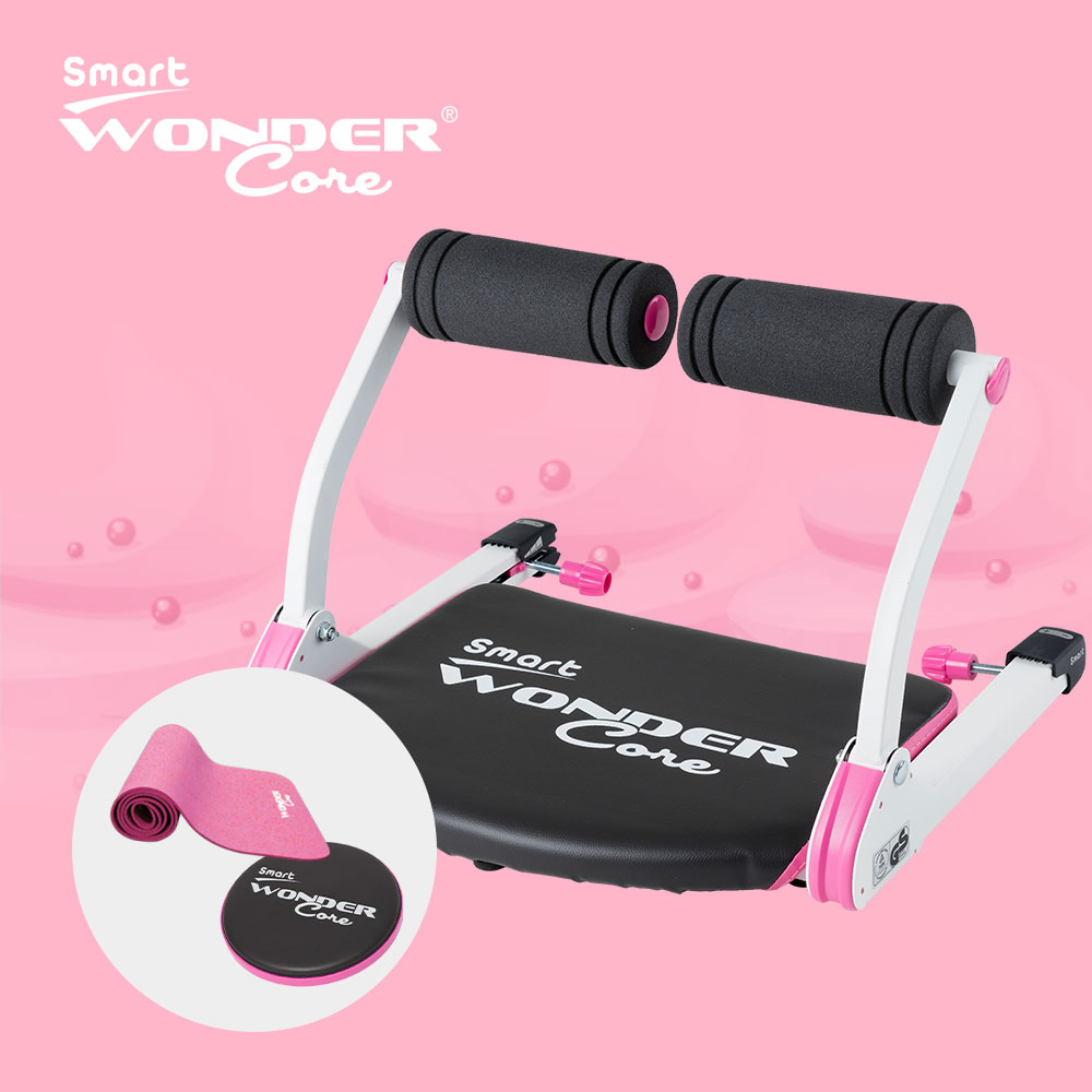 【Wonder Core Smart】全能塑體健身機(愛戀粉)+扭腰盤(粉)+運動墊(粉)(粉色超值三件組)