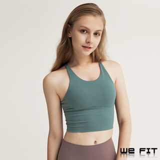 【WE FIT】純色細肩帶後背交叉 運動背心 瑜珈背心-綠色(SW010)