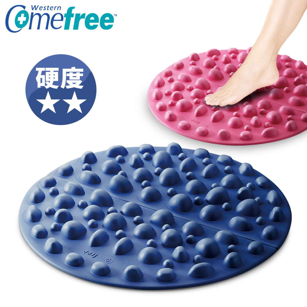 【Comefree康芙麗】易收納圓形足底按摩墊(強)-深海藍CF81706-DB