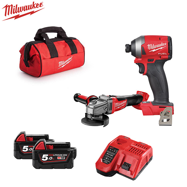 milwaukee 美沃奇 18V鋰電無碳刷起子機+砂輪機組合(M18FID2+CAG100X-502)