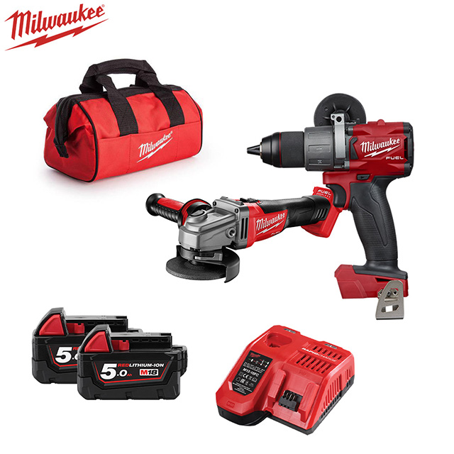milwaukee 美沃奇 18V鋰電無碳刷電鑽+砂輪機組合(M18FPD2+CAG100X-502)