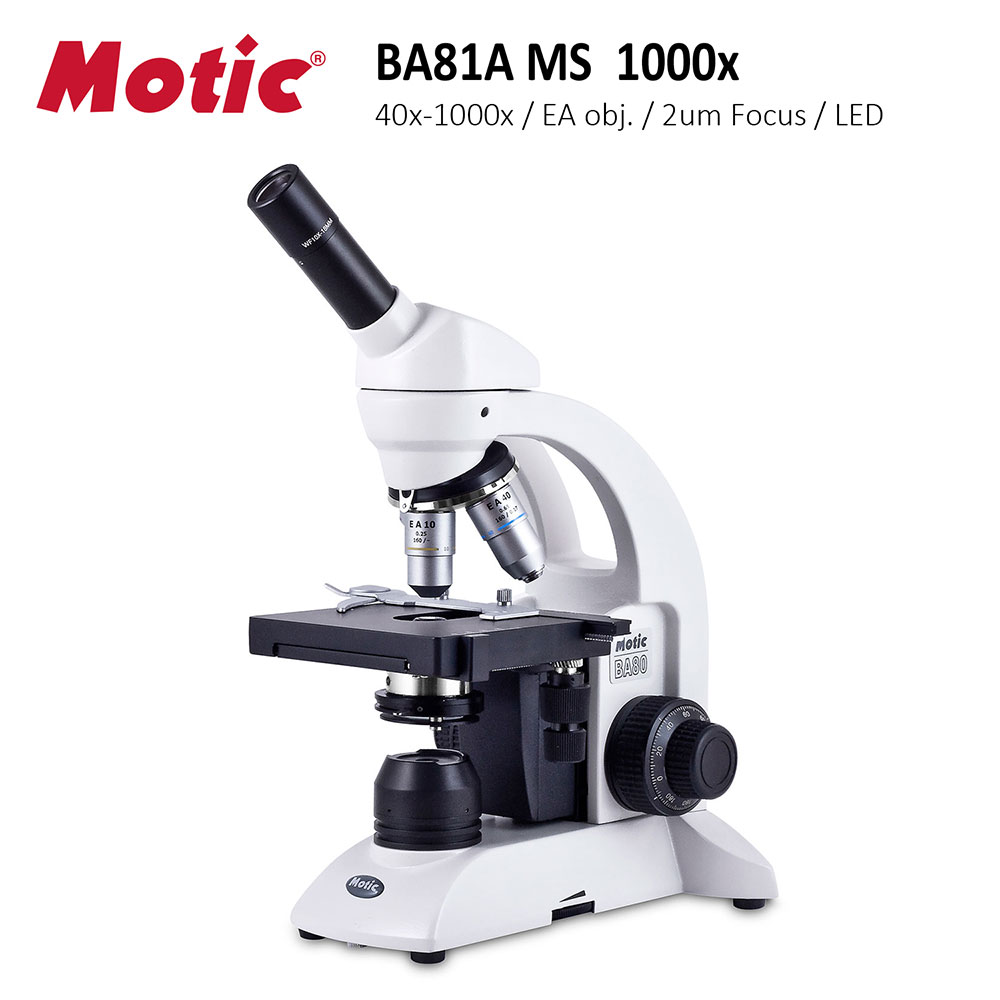 【Motic 麥克奧迪】BA81A MS 1000x 中型單眼LED複式生物顯微鏡