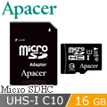 Apacer宇瞻 16GB MicroSDHC UHS-I Class10 記憶卡