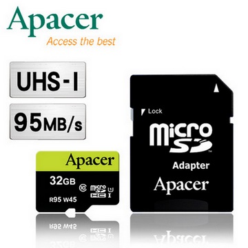 Apacer宇瞻 32GB MicroSDHC UHS-I Class10 高速記憶卡(R95 W45 MB/s)