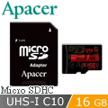 Apacer宇瞻 16GB MicroSDHC UHS-I Class10記憶卡(85MB/s)