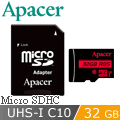 Apacer宇瞻 32GB MicroSDHC UHS-I Class10記憶卡(85MB/s)