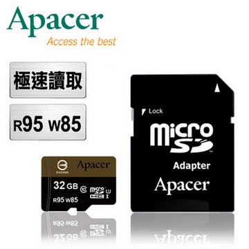 Apacer宇瞻 32GB MicroSDHC UHS-I U3 R95M/W85M高速記憶卡