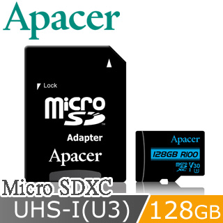 Apacer宇瞻 MicroSDXC 128GB R100/W80MB UHS-I U3 V30 4K高速記憶卡
