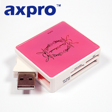 AXPRO華艦 USB2.0晶鑽多功能讀卡機-AXP937 粉紅