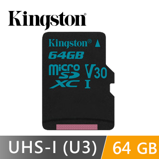 金士頓 Kingston Canvas GO! MicroSDXC UHS-I (U3)(V30) 64GB 記憶卡 (SDCG2/64GB)