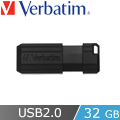 Verbatim威寶 32GB 隨身碟 PinStripe 黑色