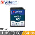 【Verbatim 威寶】Pro SDXC U3 記憶卡 64GB(讀寫90/45)