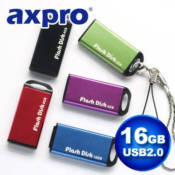 AXPRO華艦 USB2.0 炫麗伸推碟 (AXP5132) 16G -- 黑/紅/綠/紫/藍