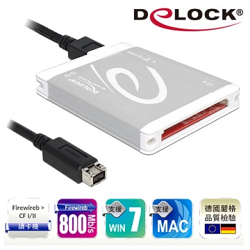 Delock Firewireb〉CFⅠ/Ⅱ讀卡機-91694