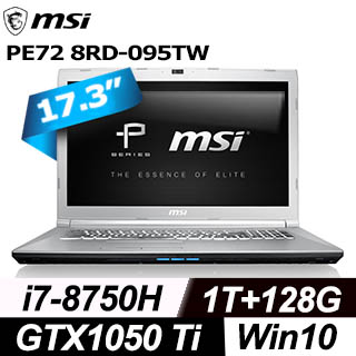 MSI微星 PE72 8RD-095TW(i7-8750H/8G/GTX1050Ti-4G/1T+128G SSD/Win10) 筆電